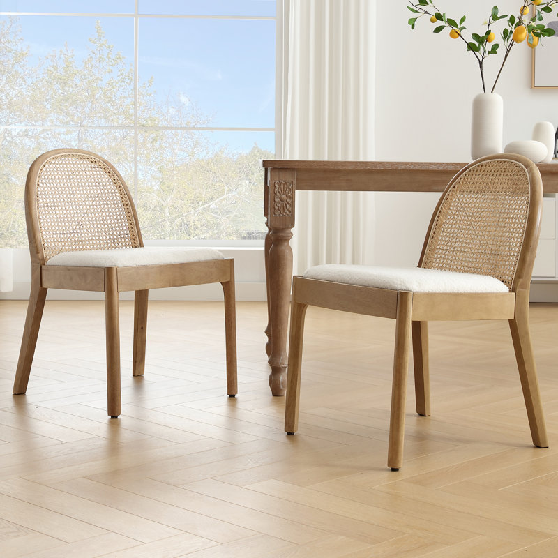 Kashtyn Fabric Solid Back Side Chair, White, Wood