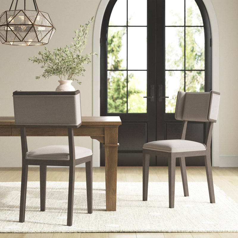 Maine 16.75'' H Linen Upholstered Beech Side Chair, Dark Brown