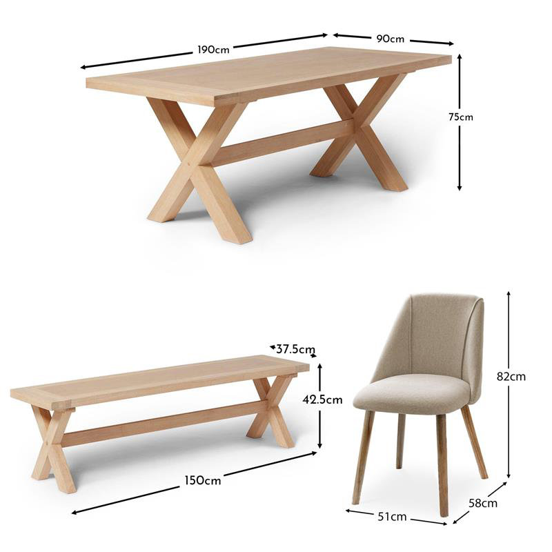 Gracela 4 - Person Solid Oak Dining Set