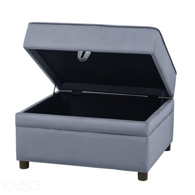 Repose-pieds rectangulaire avec rangement - gris
