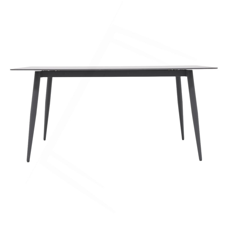 Modern Artificial Stone Straight Edge Black Metal Leg Dining Table-Can Accommodate 6 People(Dining Table Only), White
