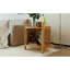 Table basse ronde de 19,7 pouces avec plateau pivotant et rangement dissimulé, bois massif brun chaud et rotin