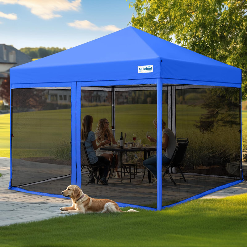 Quictent 10x10 EZ Pop up Canopy Tent with Netting Screen House Mesh Screen Walls Waterproof Roller Bag (Tan), 10 ft. x 10 ft.