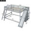 Lit superposé double au-dessus de double en bois massif avec échelle, glissade et tablettes pour la chambre à coucher-1063392287