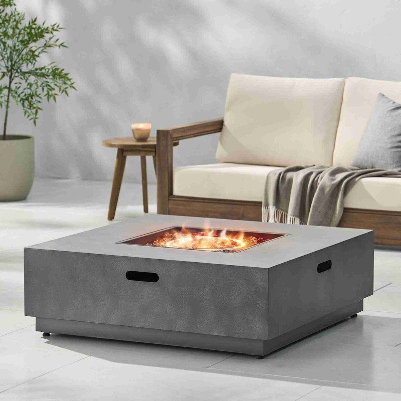 Propane Fire Pit Table, Stone Gray