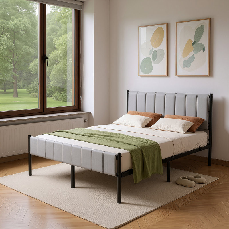 Bed, Gray, Queen