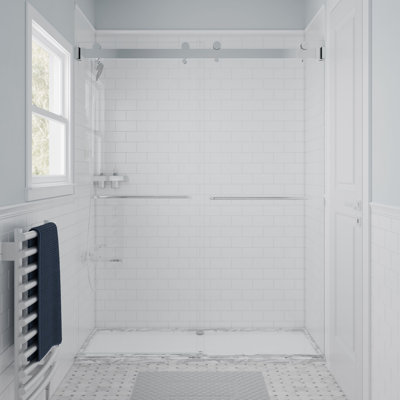  Verona Light 44 - 48 x 76" Frameless Bypass Sliding Shower Door 1/4" (6 mm) Clear Tempered Glass