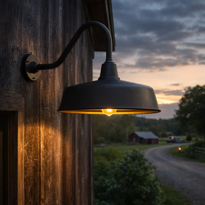 Bechard Black Finish Dusk To Dawn Outdoor Wall Barn Light