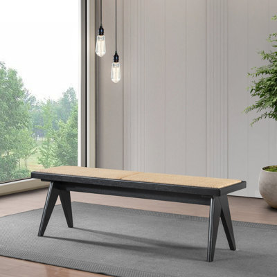 Swader Natural Rattan Upholstered Bench