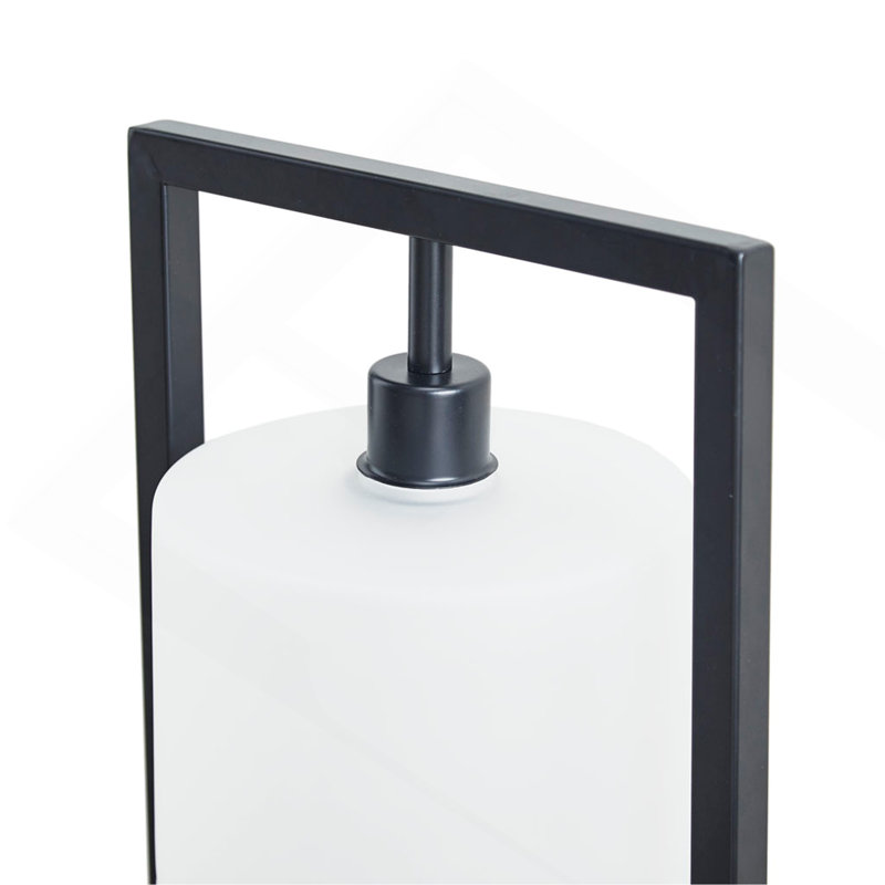 Metal Table Lamp With Glass Drum Shade