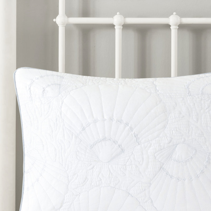 Édredon très grand surdimensionné en blanc avec surpiqûres bleues pour un look texturé
