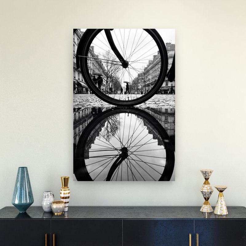 Urban Wheel Reflection Dramatic Abstract Contemporary Architecture City Wall Art Print by Andreas Magnusson - Wrapped Canvas Print
