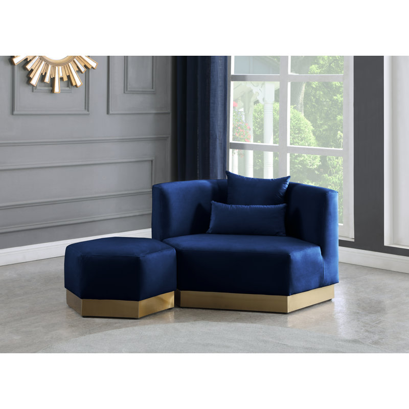 Repose-pieds de cocktail de 26,75 po Marquis, Velours marine