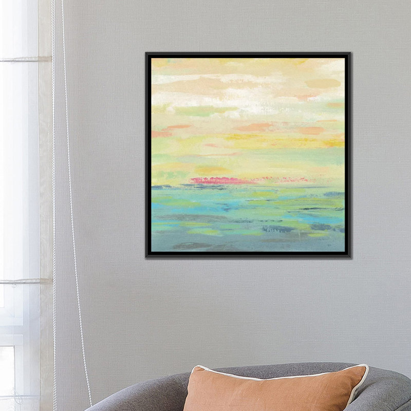 «Pink Clouds I» par Silvia Vassileva - impression, H 26 po x l 26 po x P 1,5 po, Toile avec cadre noir, Aucun mat