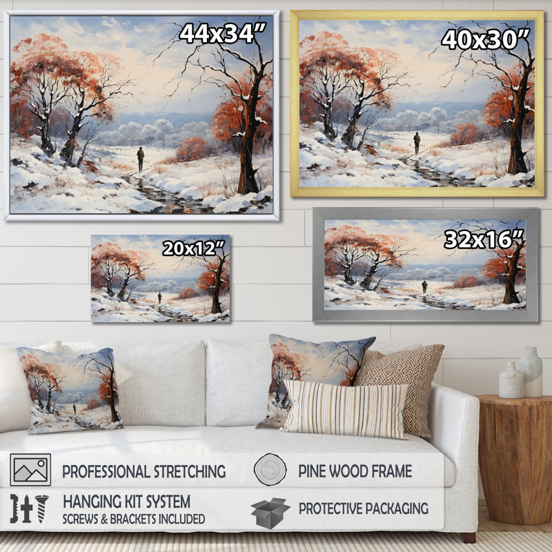 Winter Winter Solitude - Paysages, art mural, salon, H 34 po x l 44 po x P 1,5 po, Toile tendue