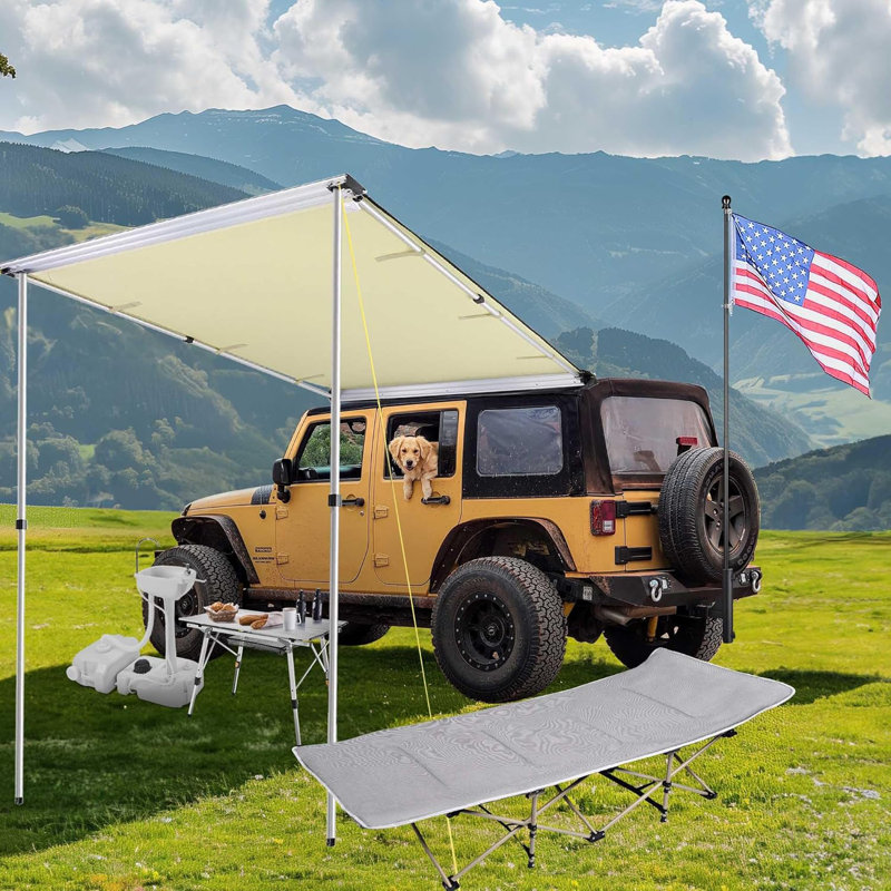 Auvent latéral pour voiture 6,7 pi x 8,2 pi Pu2000 mm UV50 + Yescom, H 84 po x l 98 po x P 98 po, Gris