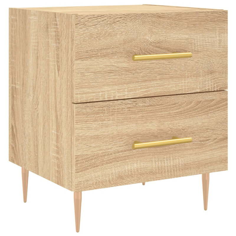 40 cm W Iron Bedside Table, Sonoma Oak, Set of 2