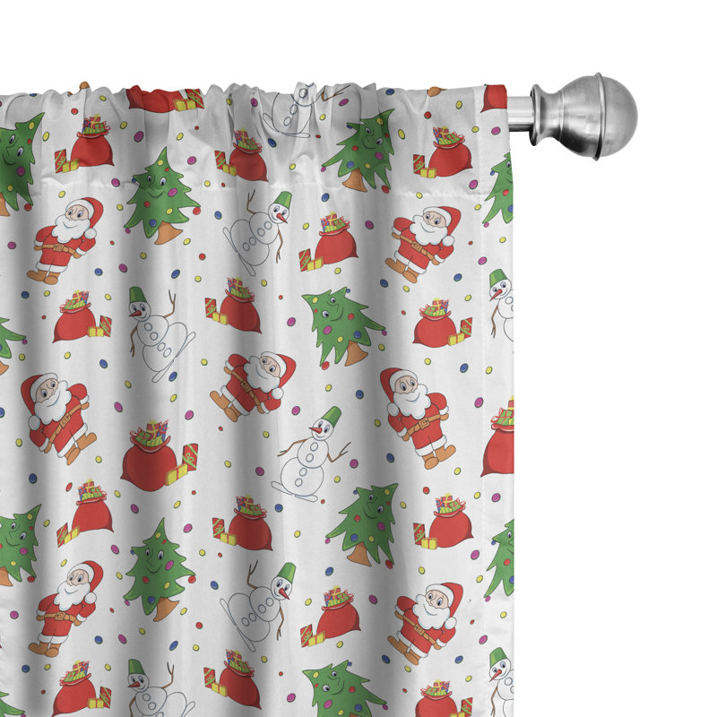 Rideaux de Noël 4 panneaux Red Barrel Studio®, arbre de Noël, vert et rouge, L 56 po x L 84 po