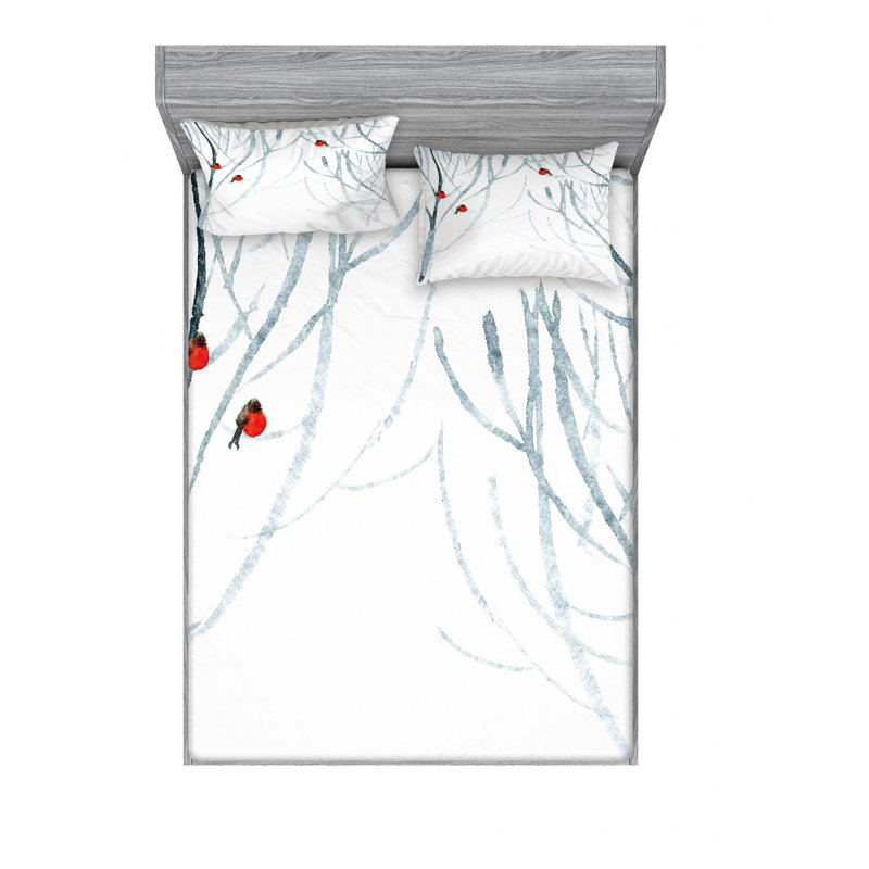 Ensemble de draps Trees Image of Winter Woods, Ensemble de draps pour lit double avec un drap-hou
