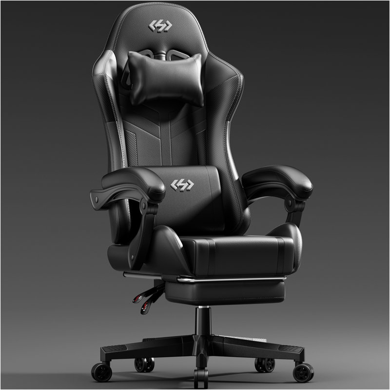 Gaming Chair with Pocket Spring Cushion, Video Game Chair, Gaming Computer Chair, Ergonomic Chairs for Adults with Headrest and Lumbar Support, Swivel PU Leather Office Chair