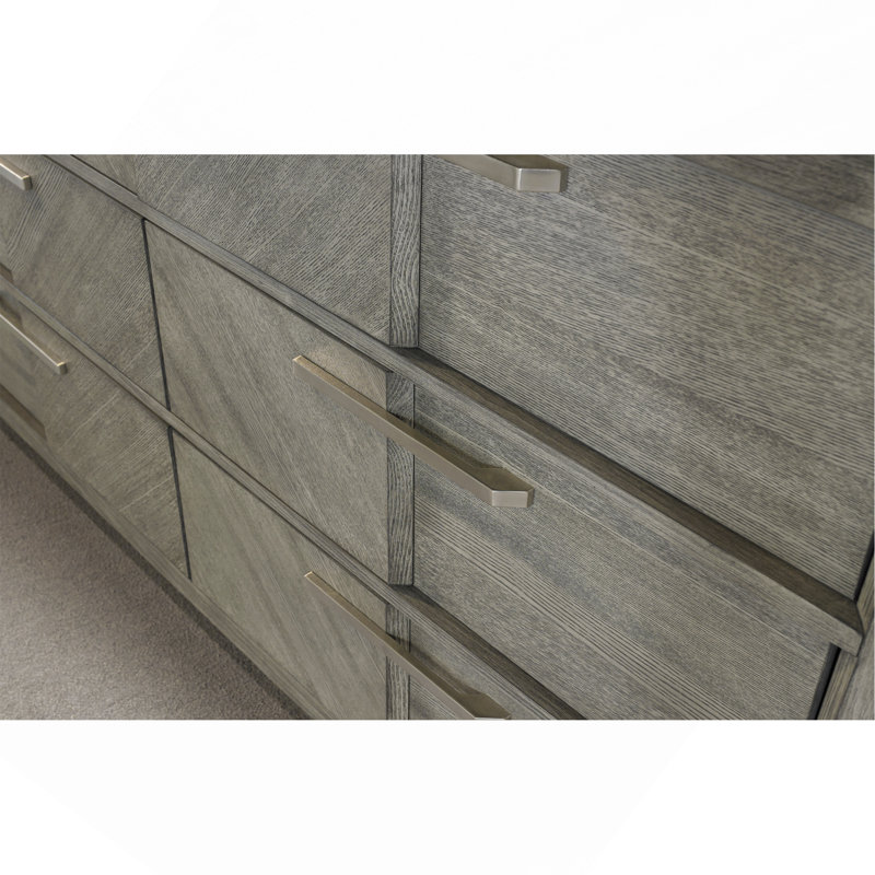 Commode 6 tiroirs en placage assorti gris
