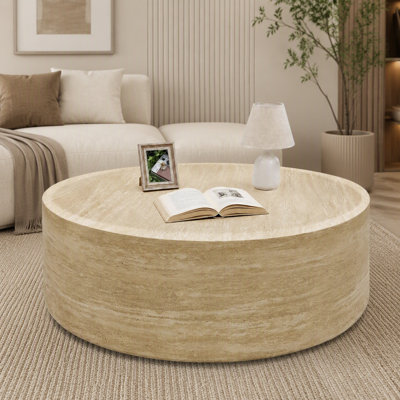 Table basse ronde à motif de marbre