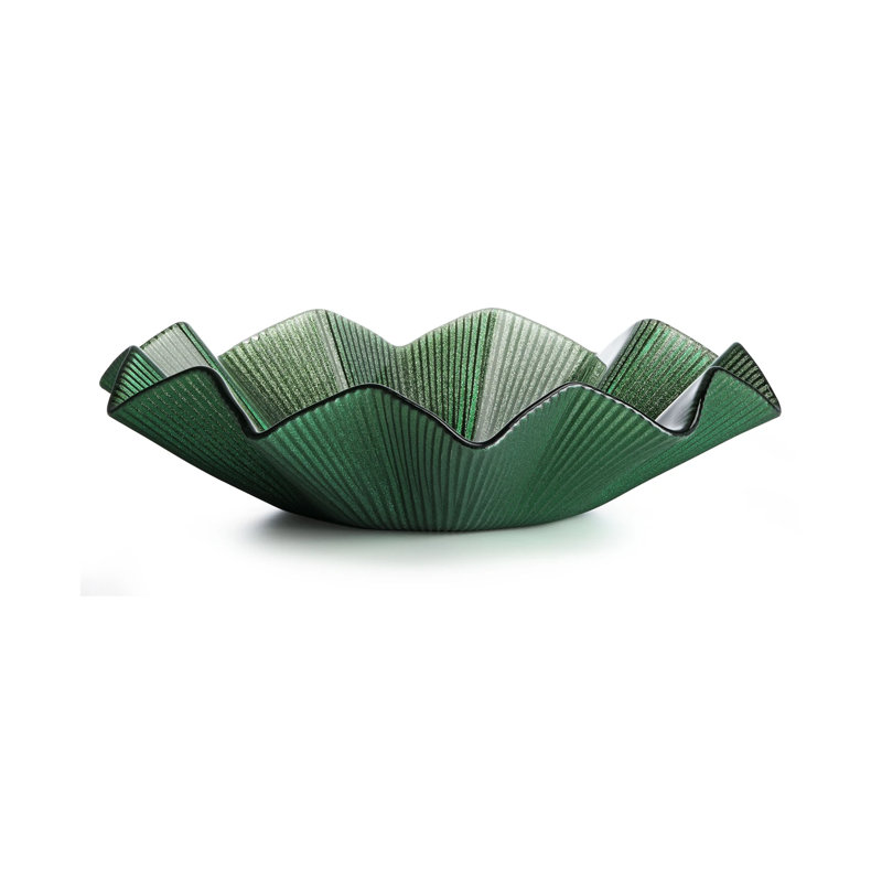 Noel Glass Centerpiece Cm.39, Green