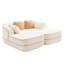 Canapé-lit en velours 77,2 po, méridiennes doubles, blanc, sans assemblage, mousse haute densité 32D, dossier incurvé ergonomique, base antidérapante, pour salon méditerranéen, accoudoirs sans os, structure.