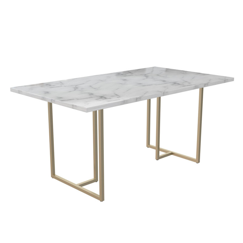 Capavella Metal Base Dining Table, White, Gold
