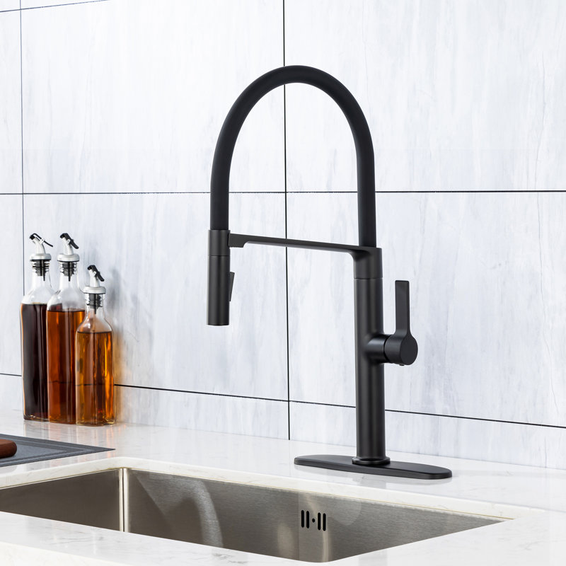 Robinet de cuisine magnétique à poignée simple en nickel brossé, Nickel brossé