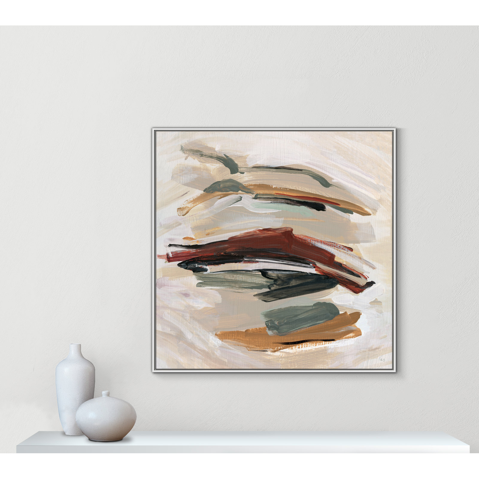 Carmina "Spring Shadows" Painting by Susan Jill, 46.5" H x 46.5" W, White
