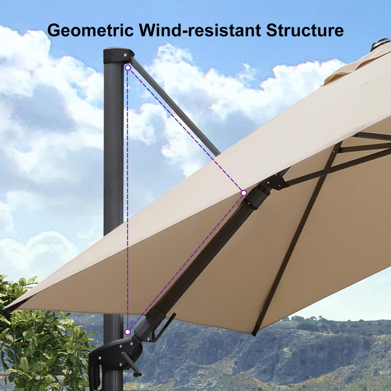274cm X 365cm Rectangular Cantilever Parasol, Beige