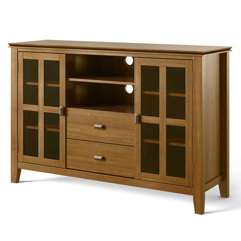 Artisan Honey Brown Solid Wood 53" Transitional Media Stand