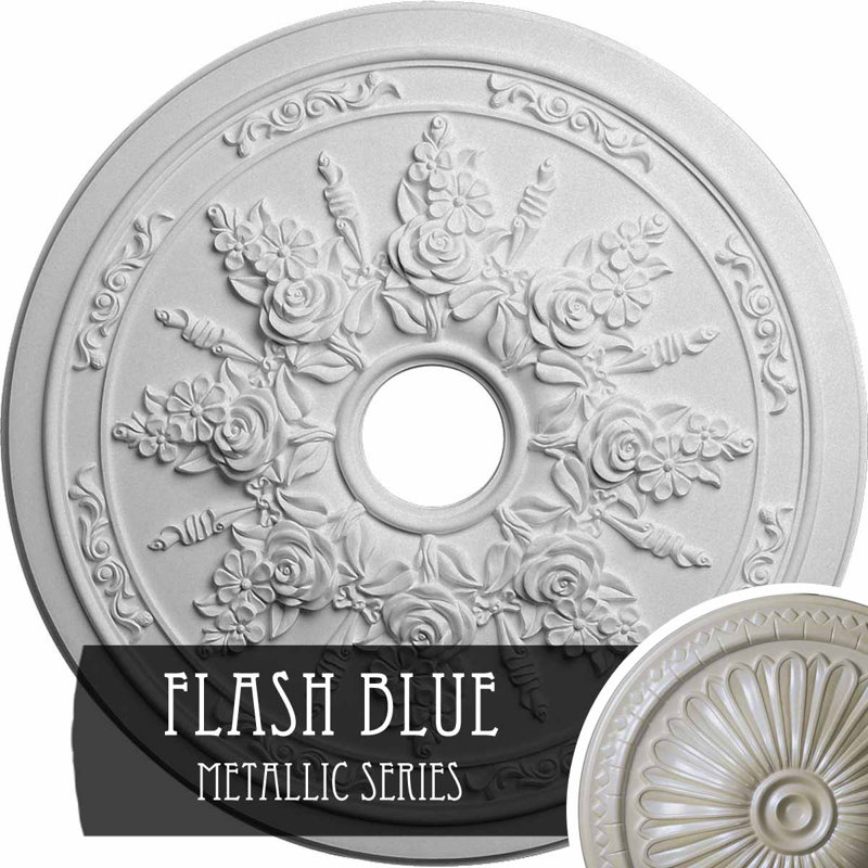 Plafonnier Endurathane rose et ruban, 23 5/8 po x P 4 po x P 1 1/2 po (convient aux auvents de 4 po ou moins), finition bleu flash peinte à la main