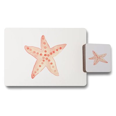 Starfish Wood Bottom Placemats And Coasters Set