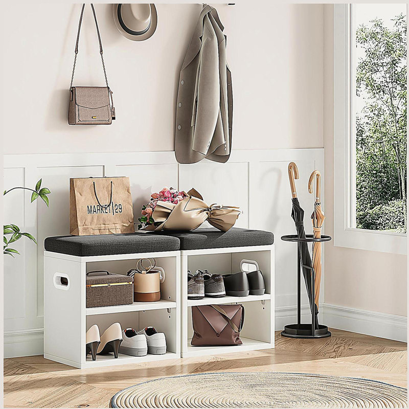 Banc à chaussures pour hall d'entrée avec coussin Banc à chaussures avec rangement et sièges, étagère à chaussures pour hall d'entrée