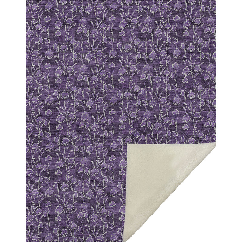 Jeté floral Sherpa ASB692 Addison, Mauve