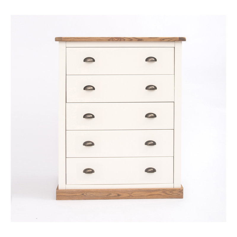 5 Drawer 90cm W Chest, Waxed Oak