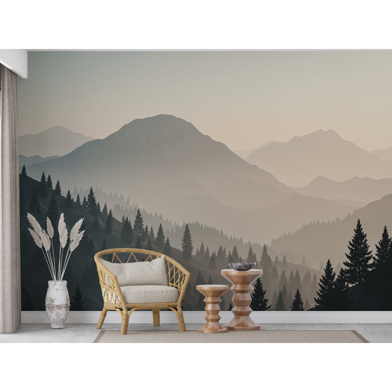 Papier peint de montagne 3D à peler et coller, papier peint de chambre de montagne, adhésif de décoration de pépinière de montagne auto-adhésif (Peel-N-Stick) 975DRS