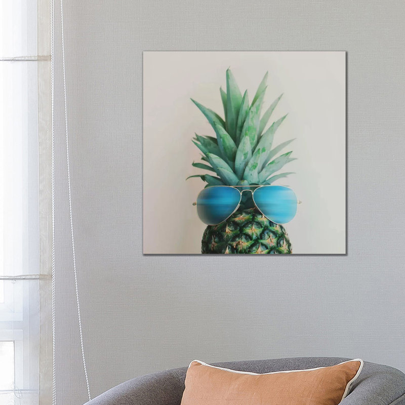 Pineapple In Paradise by Chelsea Victoria - Print on Canvas, 45.72 cm H x 45.72 cm W x 3.175 cm D, No Frame