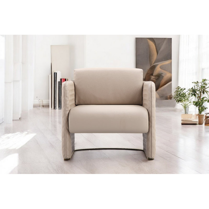 Lusso Faux Leather Club Chair, Sand Faux Leather