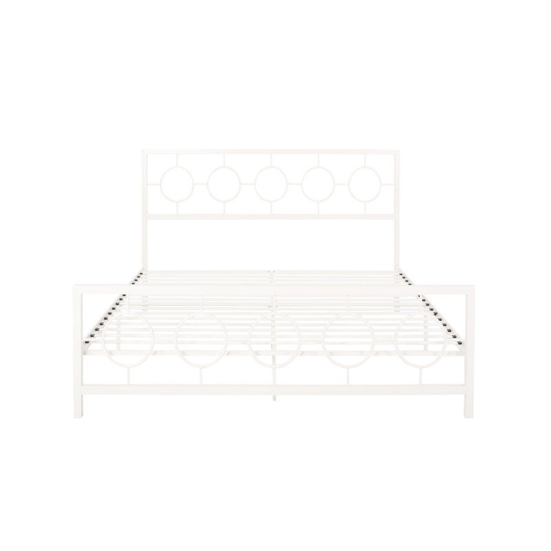 Singraul Metal Open-Frame Bed, White, King