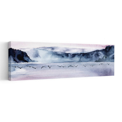 Misty Mountain Birds Flight Peaceful Serene Tranquil Bird Landscape Mountain Wall Art