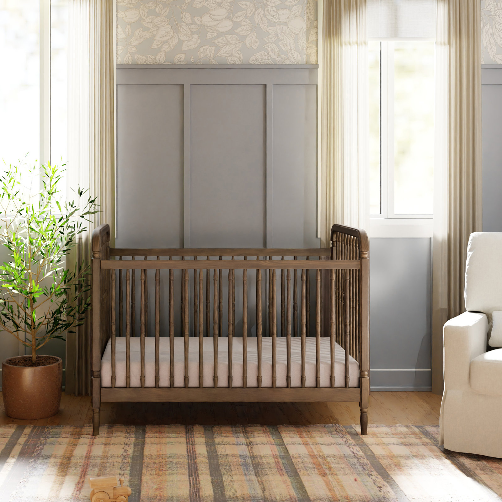 Liberty 3-in-1 Convertible Crib, Natural Walnut