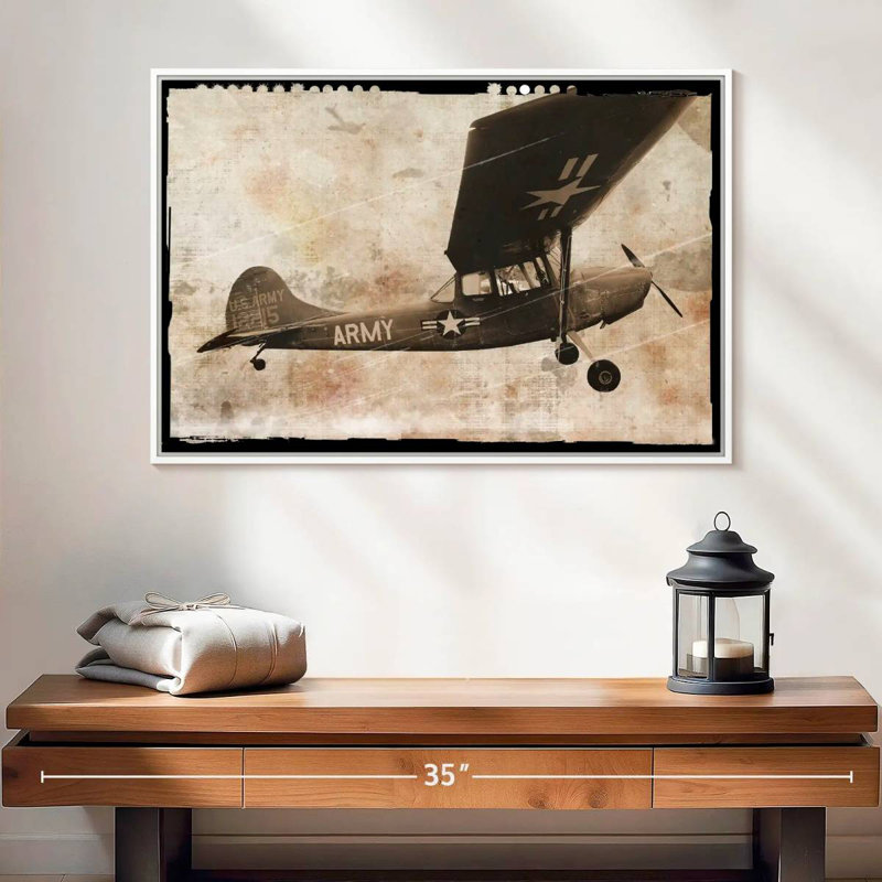 Avion de l’armée, 25 po x 17 po, Cadre flottant blanc