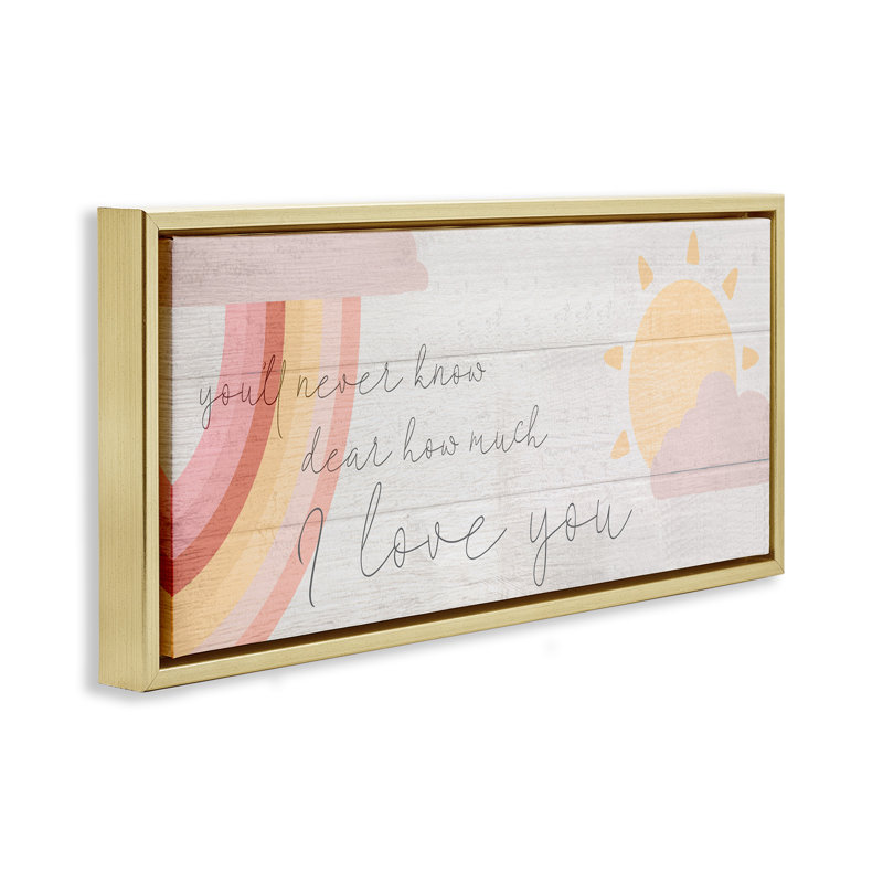 «Love You» par Daphne Polselli, H 11 po x l 25 po, Cadre flottant métallique doré