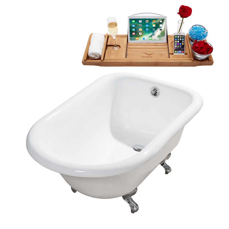 Baignoire de trempage sur pattes 66 "Streamline, Chrome poli, Chrome poli
