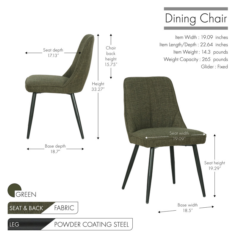 Chaise de salle à manger Catto Cedartown, Vert