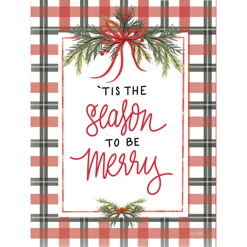 «Plaid 'Tis the Season» par House Fenway, H 40 po x l 30 po, Cadre flottant en érable