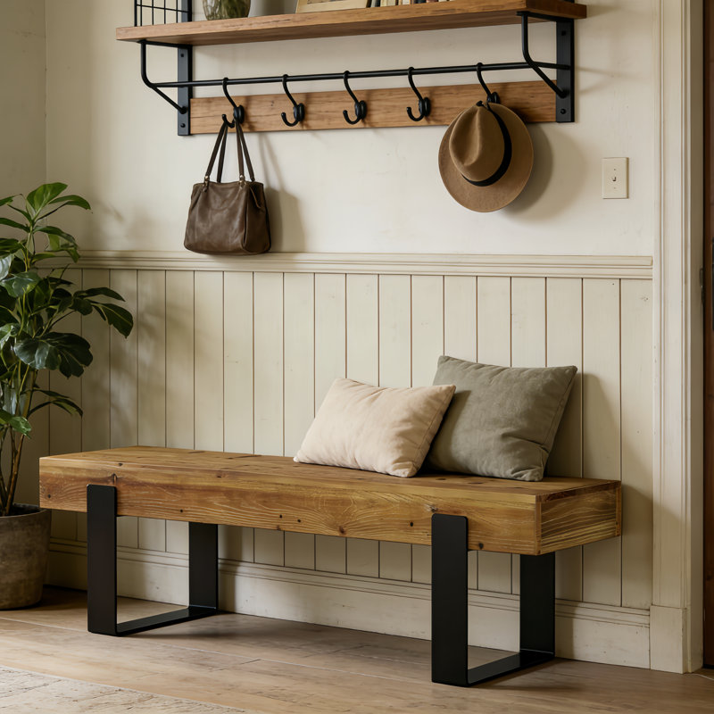 Banc à chaussures en bois massif 62,99 po Hallyway